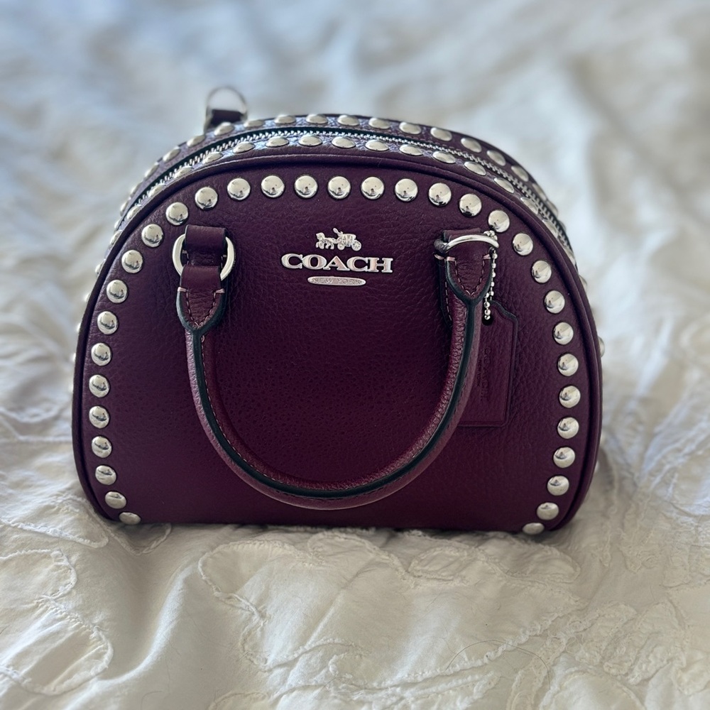 Coach Studded Dome Satchel in Dark Purple